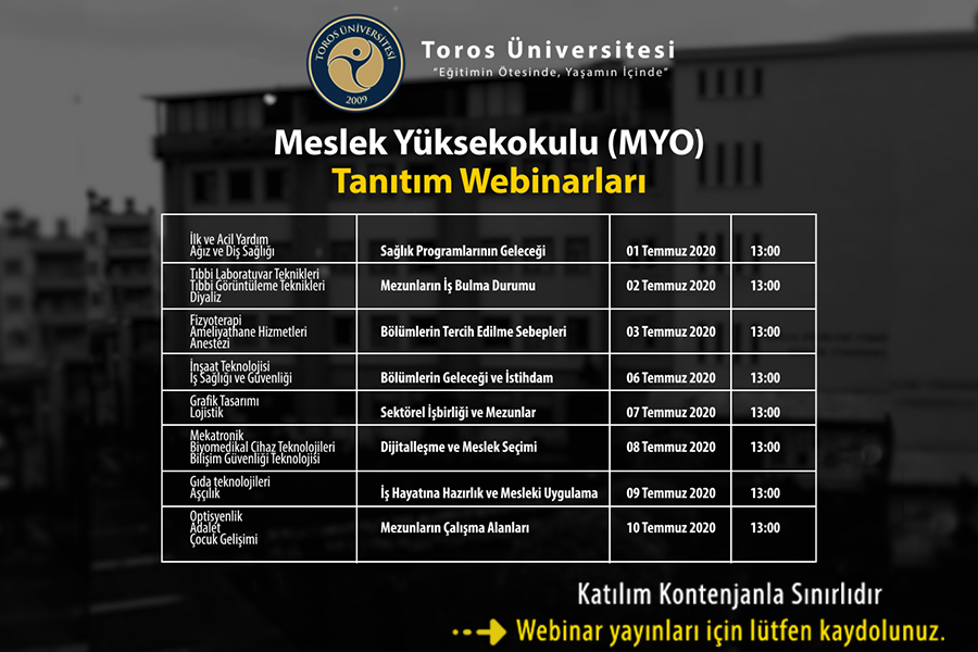 MESLEK YÜKSEKOKULU’NDAN WEBINAR TANITIMLARI