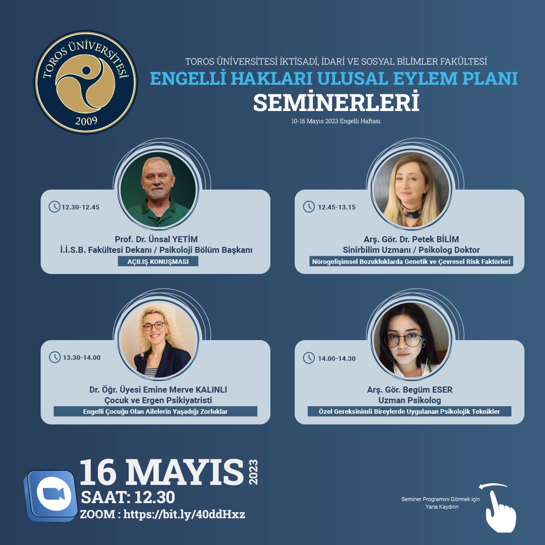 TOROS ÜNİVERSİTESİ’NDEN ENGELLİ HAKLARI ULUSAL EYLEM PLANI SEMİNERİ