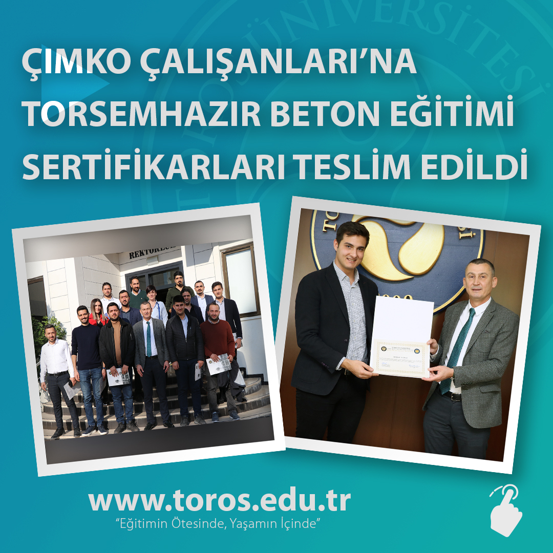 ÇIMKO ÇALIŞANLARI’NA TORSEM HAZIR BETON EĞİTİMİ SERTİFİKARLARI TESLİM EDİLDİ