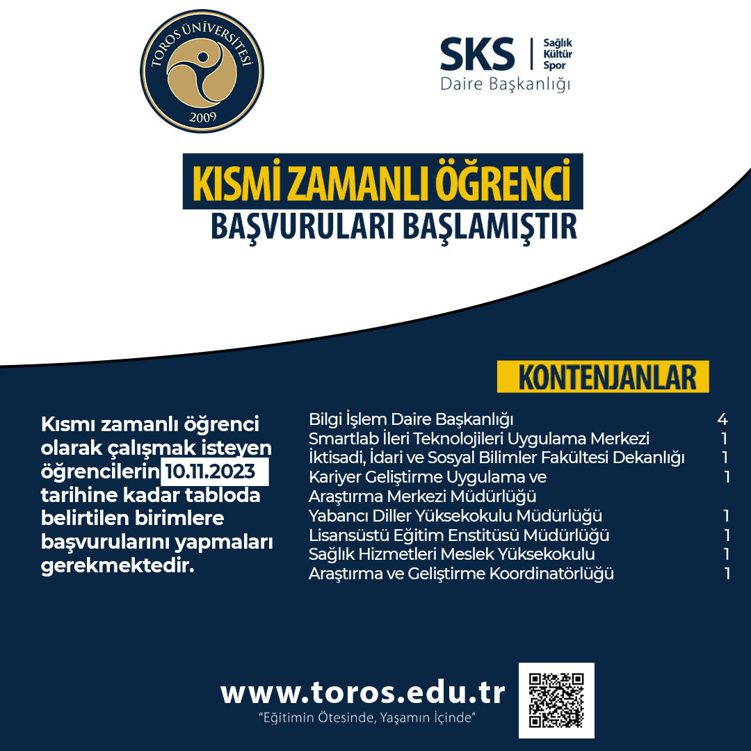 KISMİ ZAMANLI ÖĞRENCİ BAŞVURULARI BAŞLADI